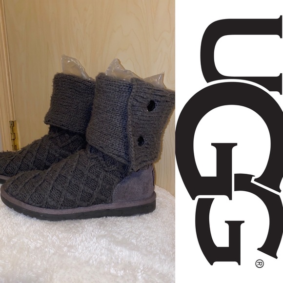 UGG Australia Lattice Cardy Charcoal Grey Women's Boots - Picture 1 of 6